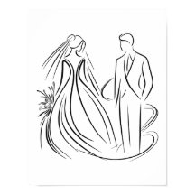 "Braut und Groom Wedding Line Kunst Schwarz und We