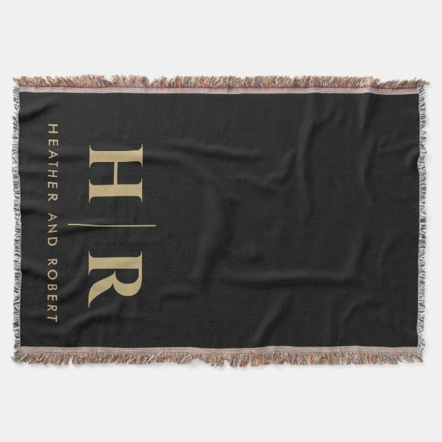 Braut und Groom Wedding Monogram Minimalistisch Wo Decke (Vorderseite)