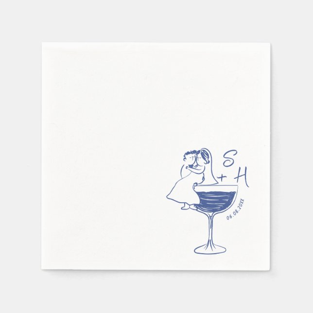 Braut- und Groomcocktail-Hochzeit Serviette (Vorderseite)
