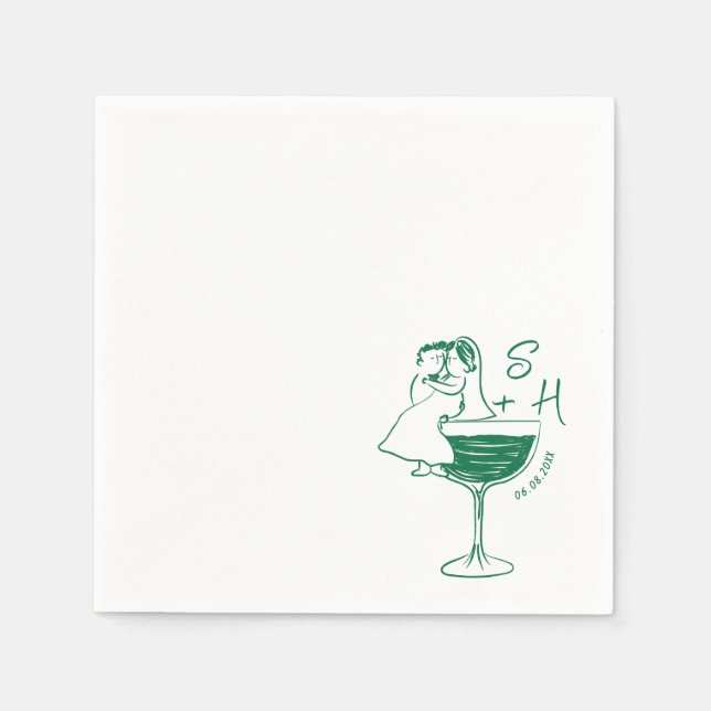 Braut- und Groomcocktail-Hochzeit Serviette (Vorderseite)
