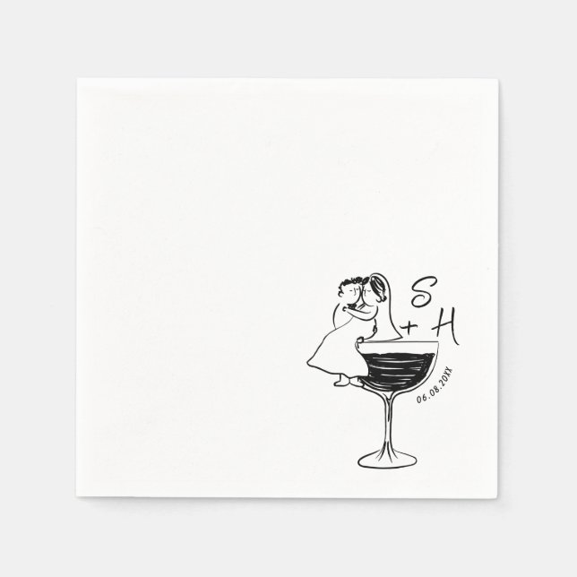 Braut- und Groomcocktail-Hochzeit Serviette (Vorderseite)