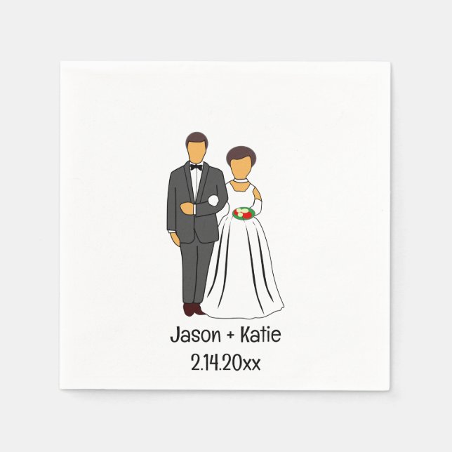 Braut und Groomnamen Hochzeit Serviette (Vorderseite)
