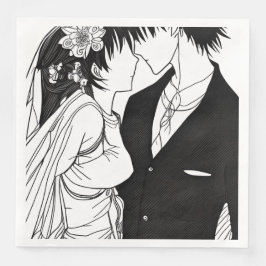 Braut und Hochzeit von Groom und Schwarz Serviette