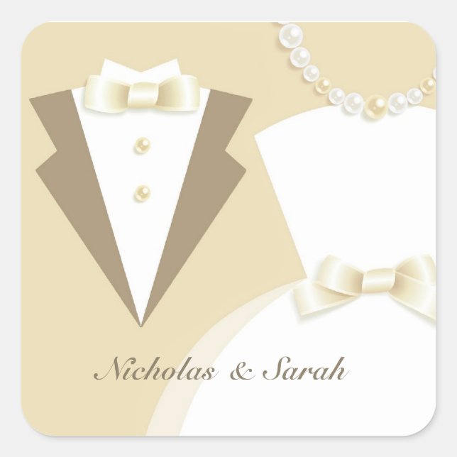 Braut- und Hochzeitsaufkleber Quadratischer Aufkleber (Vorderseite)
