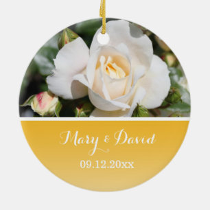 Braut und Hochzeitsnacht mit weißer Rose Blume Keramikornament