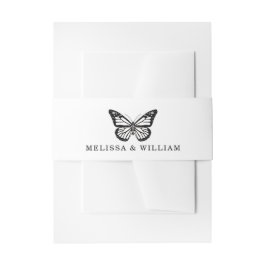 Braut und Schmetterling schwarz & weiß Hochzeit Einladungsbanderole