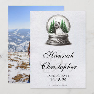 Braut und Schneeglobe Save The Date