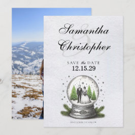Braut und Schneeglobe Save The Date