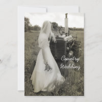 Braut und Traktor Land Hochzeit Einladung