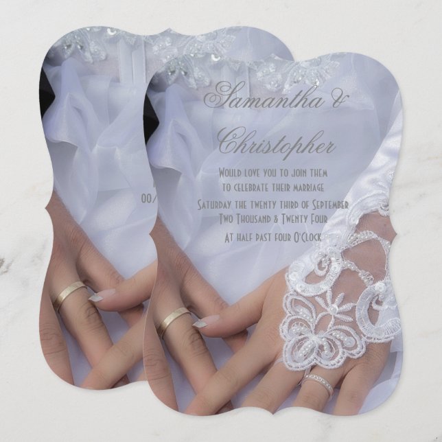 Braut und wedding Bräutigamhände und -ringe Einladung (Vorne/Hinten)