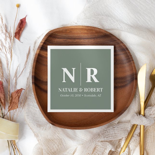 Braut- und Wurzelinitials für Hochzeiten elegant Serviette (Von Creator hochgeladen)