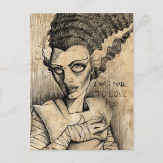Braut von Frankenstein, gemacht um dich zu lieben Postkarte