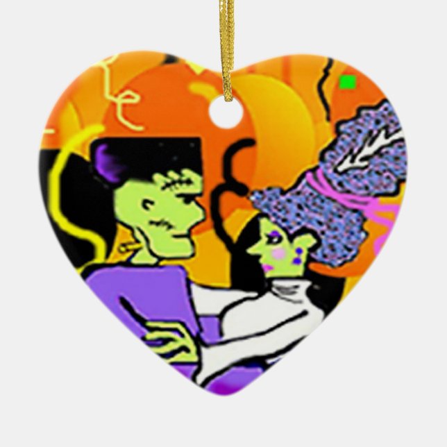 Braut von Frankenstein Verzierung Keramik Ornament (Vorne)