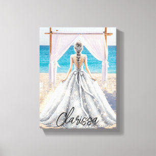 Braut Wedding Day Beach Hochzeit Extravagante Gown Leinwanddruck