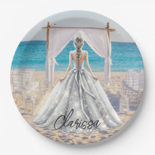 Braut Wedding Day Beach Hochzeit Extravagante Gown Pappteller