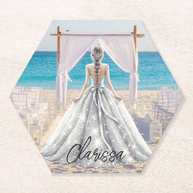 Braut Wedding Day Beach Hochzeit Extravagante Gown Untersetzer (Vorderseite)