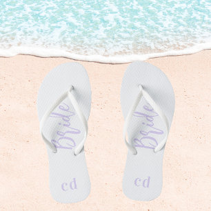 Braut weiß violett lila Monogramm Initialen Flip Flops