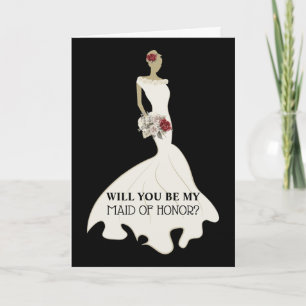 Braut weiße Hochzeitskleid schicke Magd Ehre Karte