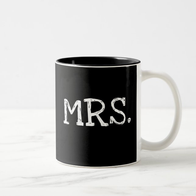 Braut-weiße Text-Frau Zweifarbige Tasse (Rechts)