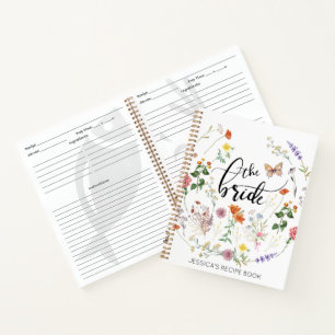 Braut Wilde Blumen Vintage Name Rezept Notizbuch