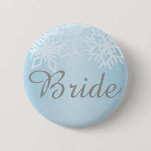 Braut Winter Schneeflocken Button