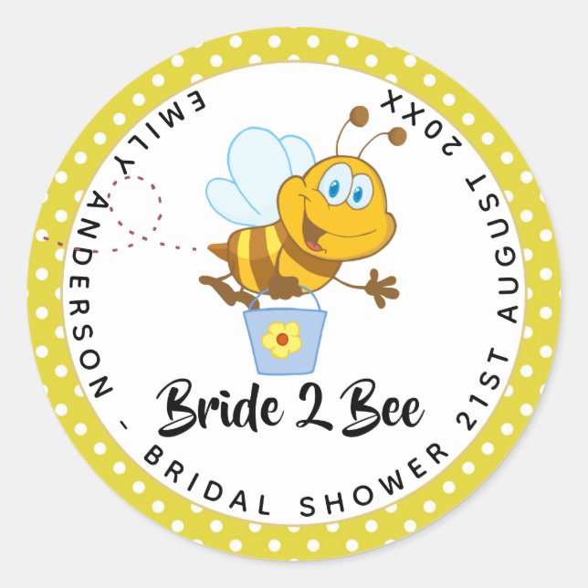Braut zu BEE Wedding Brautparty Gelb Niedlich Runder Aufkleber (Vorderseite)