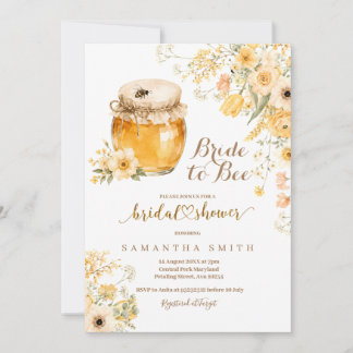 Braut zu Biene Aquarell-Honey-Glas Brautparty Einladung