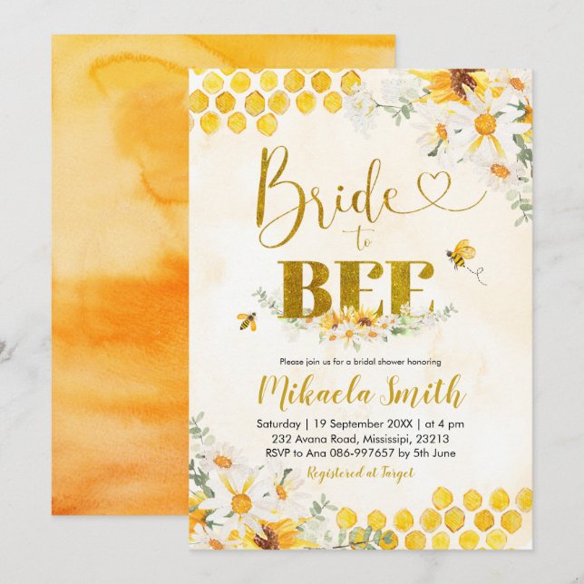 Braut zu Bier Bridal Dusche Einladung (Vorne/Hinten)