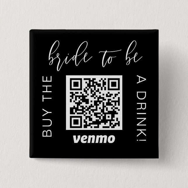 Braut zu kaufen ein Getränk mit QR-Code Venmo Blac Button (Vorderseite)