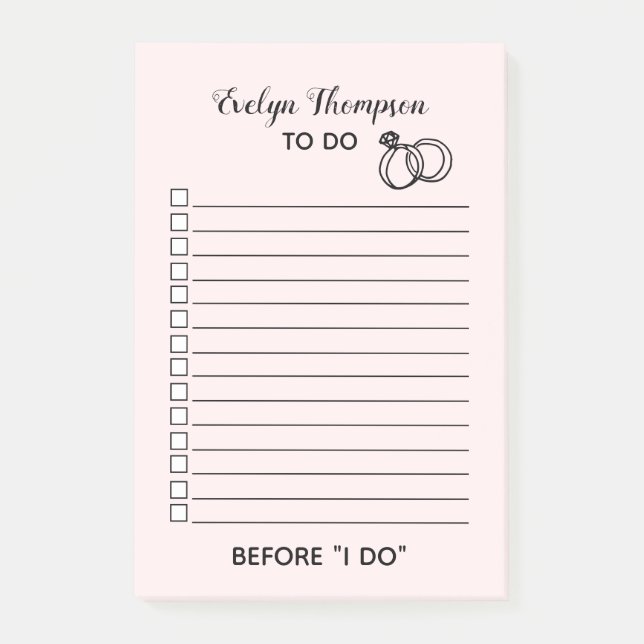 Braut zu List Hochzeit Post-it Klebezettel (Vorderseite)