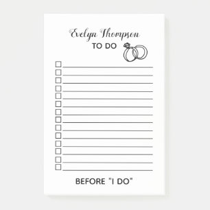 Braut zu List Hochzeit Post-it Klebezettel