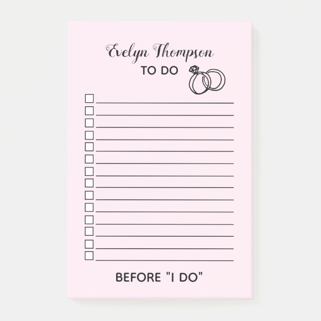 Braut zu List Hochzeit Post-it Klebezettel (Vorderseite)