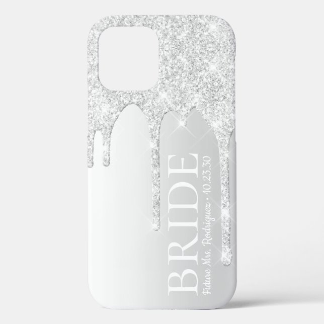 Braut Zukunft Mrs Silber Glitter Drip Case-Mate iPhone Hülle (Rückseite)