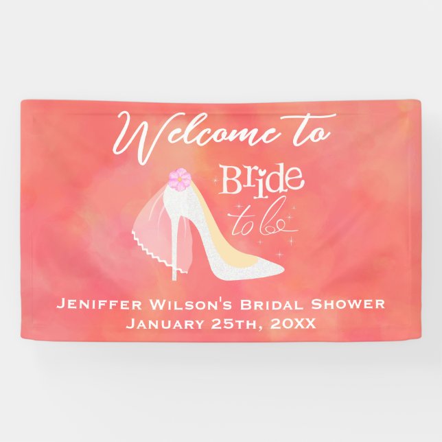 Braut zum Hochzeitsfest Brautparty Rosa Rosa Blush Banner (Horizontal)