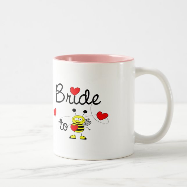 Braut zum zu sein/HERZ-GLÜCKLICHE BIENE Zweifarbige Tasse (Rechts)