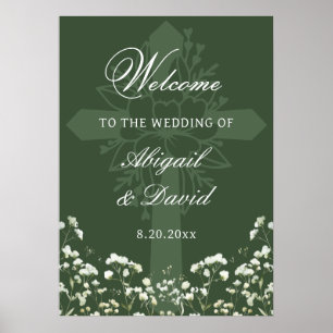 Brautatem Atem Grüner Religiöser Hochzeitsempfang Poster