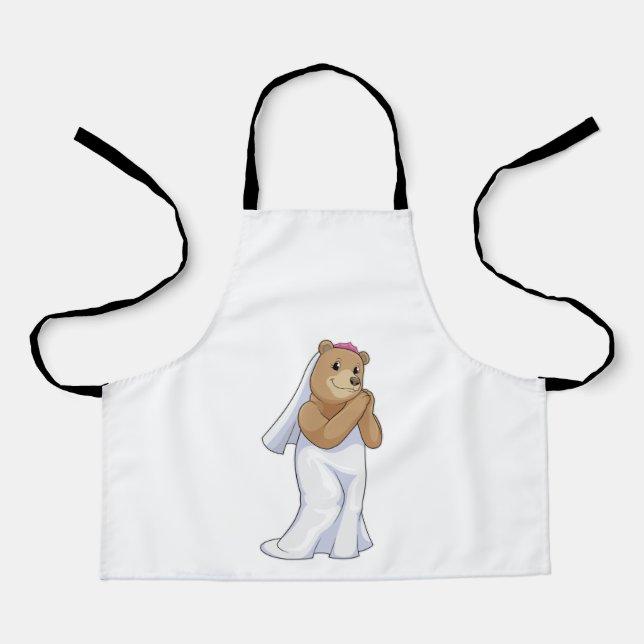 Brautbär mit Schleier Schürze (Vorderseite)