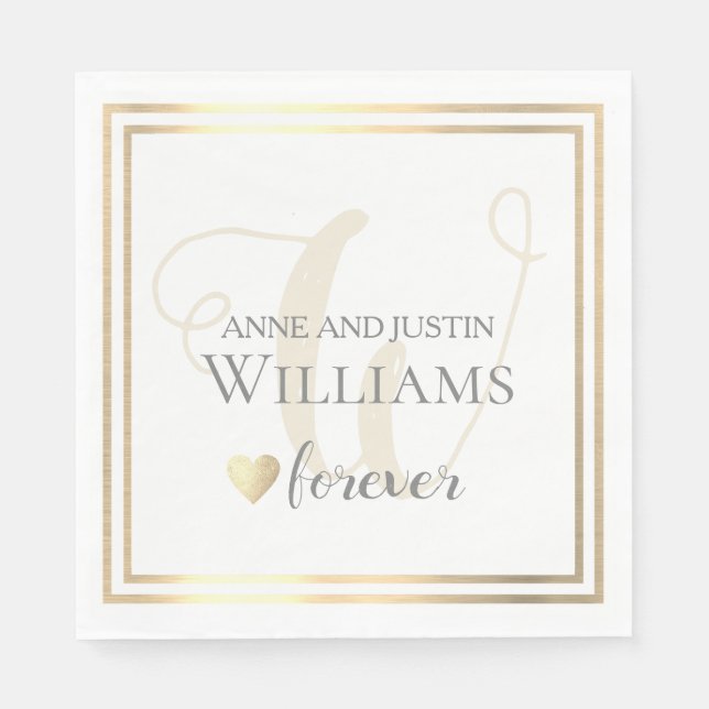 Brautbräutigamen/Nachname Liebe für immer Hochzeit Serviette (Vorderseite)