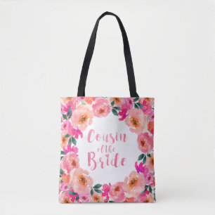 Brautcousine Rosa Wasserfarben Blumenhochzeit Tasche