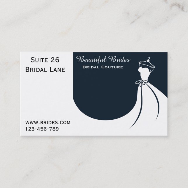 BrautCouture, Bridalwear, Hochzeitskleid entwirft Visitenkarte (Vorderseite)