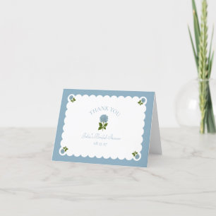 Brautdusche Dusty Blue Hortensie Chic Gescalloppt  Dankeskarte
