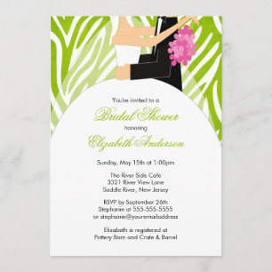 Brautdusche Einladung Bride Lime Green Zebra