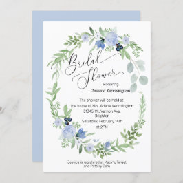 Brautdusche Einladung Eisblauer Blumen