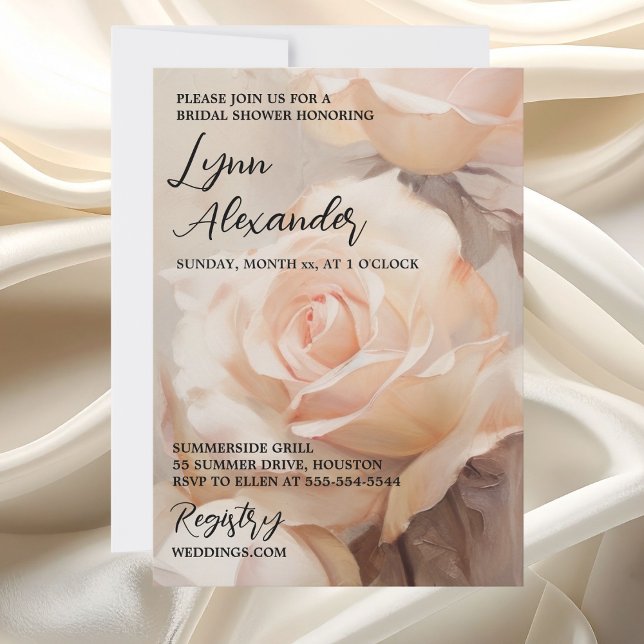 Brautdusche Einladung Elegante weiche Sommer-Rose (Elegant Summer Roses Bridal Shower Save The Date)
