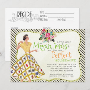 Brautdusche Einladung  Hausfrau Retro