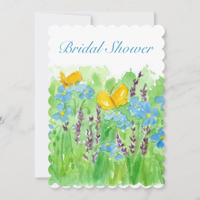 Brautdusche Einladung Wasserfarben Wildblumen (Vorderseite)