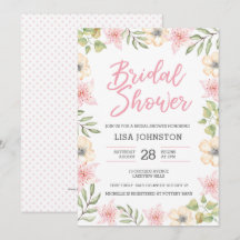 Brautdusche Einladung | Weiße und rosa Blume