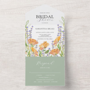 Brautdusche Einladungen Wasserfarben Wildblumen
