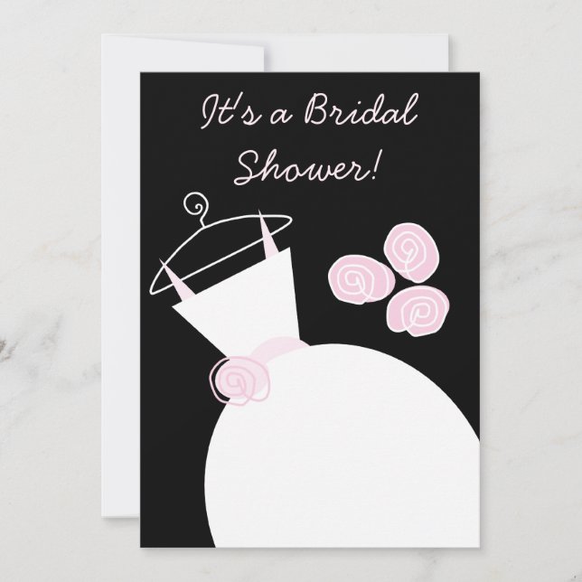 Brautdusche Hochzeitgown Rosa Brautdusche Einladun Einladung (Vorderseite)