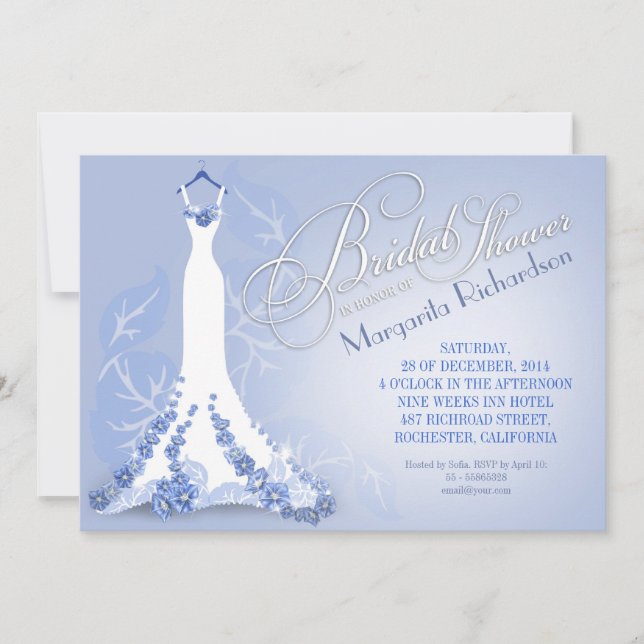 Brautdusche mit Hochzeitskleid Einladung (Vorderseite)